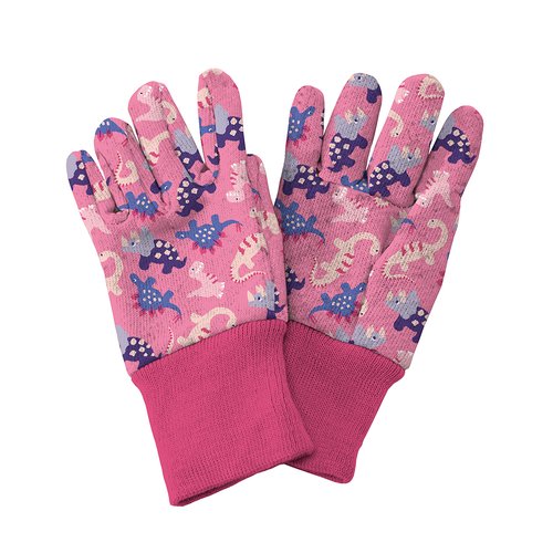 Childrens Gloves Pink Dinosaur