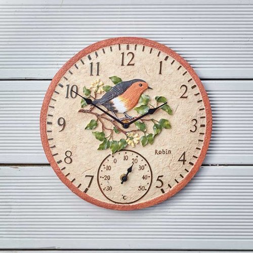 Clock & Thermometer 12" Robin - image 1