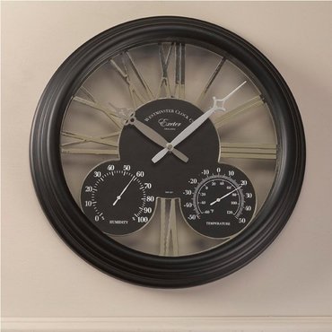 Clock & Thermometer 15" Exeter Black - image 2