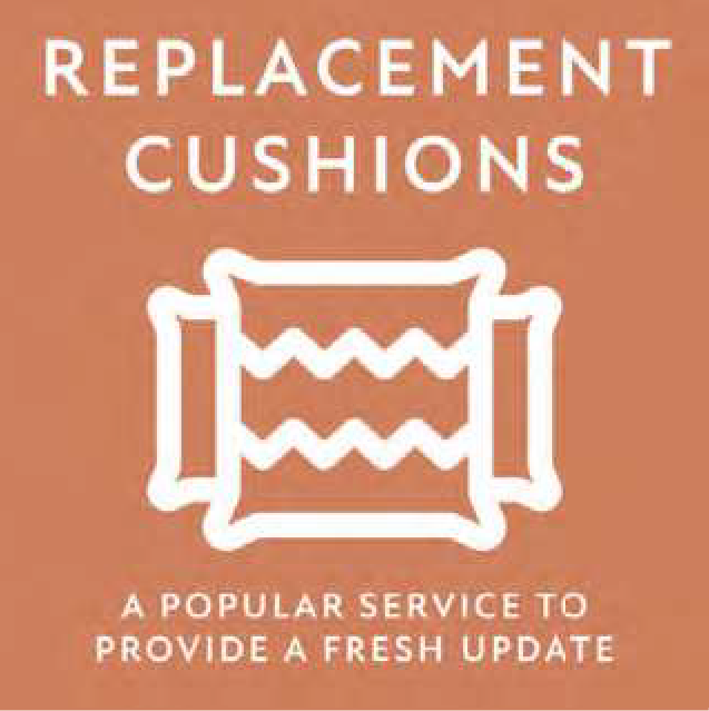 Replacement cushions are available to refresh your set