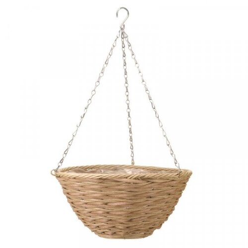Mocha Faux Rattan Basket 14" - image 1