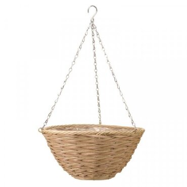 Mocha Faux Rattan Basket 14" - image 1