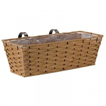 Bari Faux Rattan Planter Sand 19" - image 1