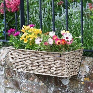 Bari Faux Rattan Planter Sand 19" - image 2