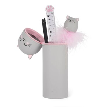 2-In-1 Silicone Pencil Case Kawaii Kitty - image 2