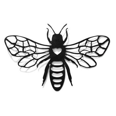 Wall Art Silhouette Bee Black Metal