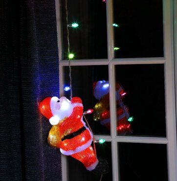 Acrylic Light String Climbing Santa 30cm