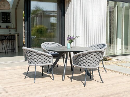 Alexander Rose Cordial Luxe Dining Set Light Grey & Blush Pink (Ex-Display)