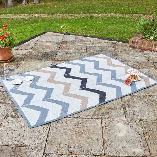 Alfresco Picnic Rug Grey Zig Zag 90x180cm - image 1