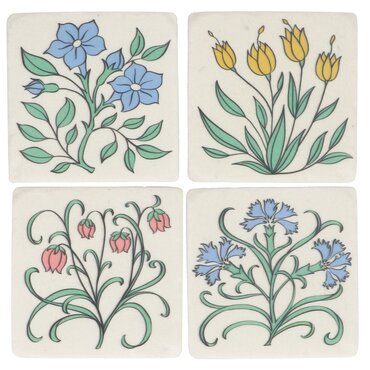 Art Nouveau Style Floral Resin Coaster