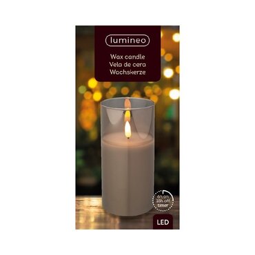 Battery Wax Candle in Glass (Smokey) 15cm - image 3