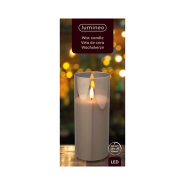Battery Wax Candle in Glass (Smokey) 18cm - image 3