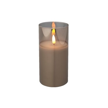 Battery Wax Candle in Glass (Smokey) 15cm - image 1