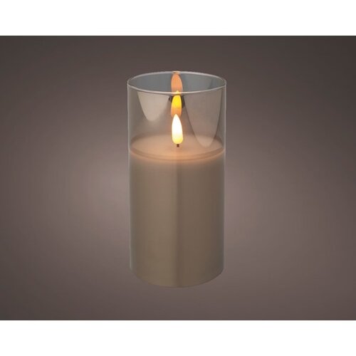 Battery Wax Candle in Glass (Smokey) 15cm - image 2