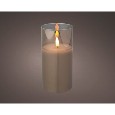 Battery Wax Candle in Glass (Smokey) 15cm - image 2