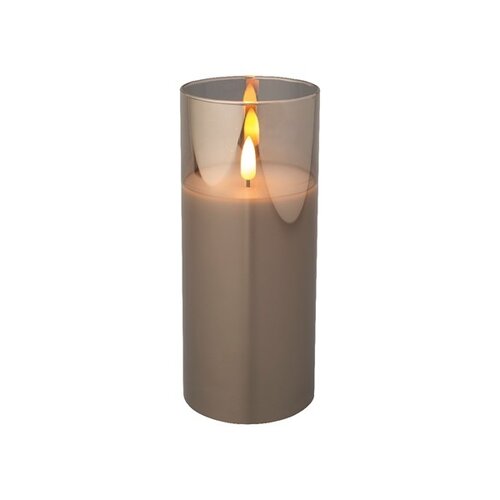 Battery Wax Candle in Glass (Smokey) 18cm - image 1