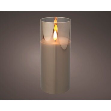 Battery Wax Candle in Glass (Smokey) 18cm - image 2