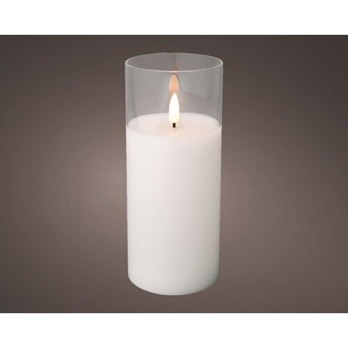 Battery Wax Candle in Glass (White) 18cm - image 2