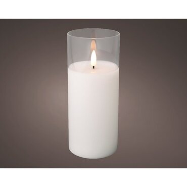 Battery Wax Candle in Glass (White) 18cm - image 2