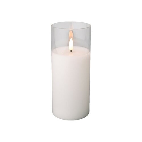 Battery Wax Candle in Glass (White) 18cm - image 1