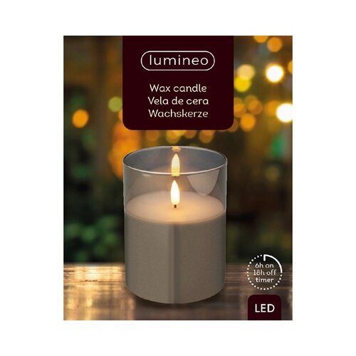 Battery Wax Candle in Wide Glass (Smokey) 13cm - image 3