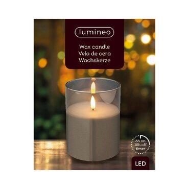 Battery Wax Candle in Wide Glass (Smokey) 13cm - image 3