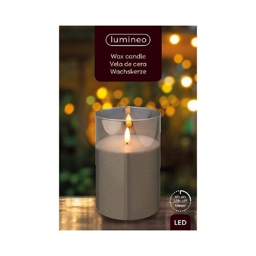 Battery Wax Candle in Wide Glass (Smokey) 15cm - image 3