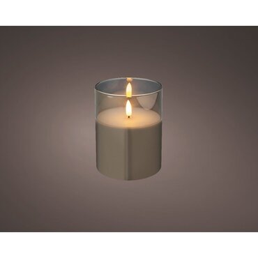 Battery Wax Candle in Wide Glass (Smokey) 13cm - image 2