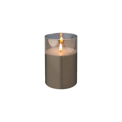 Battery Wax Candle in Wide Glass (Smokey) 15cm - image 1