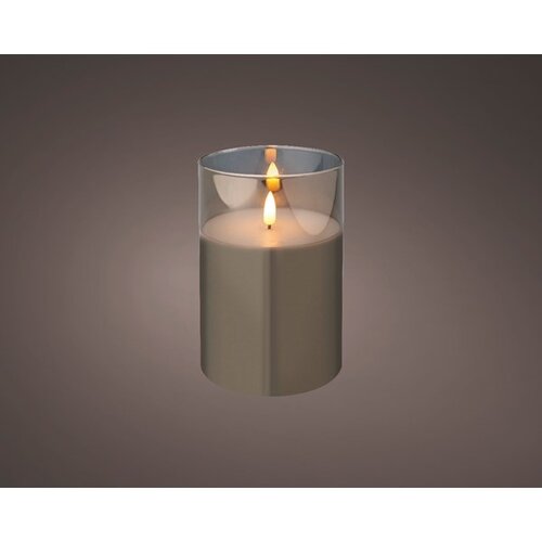 Battery Wax Candle in Wide Glass (Smokey) 15cm - image 2