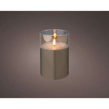 Battery Wax Candle in Wide Glass (Smokey) 15cm - image 2