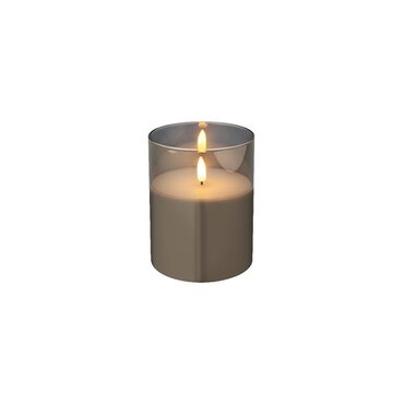 Battery Wax Candle in Wide Glass (Smokey) 13cm