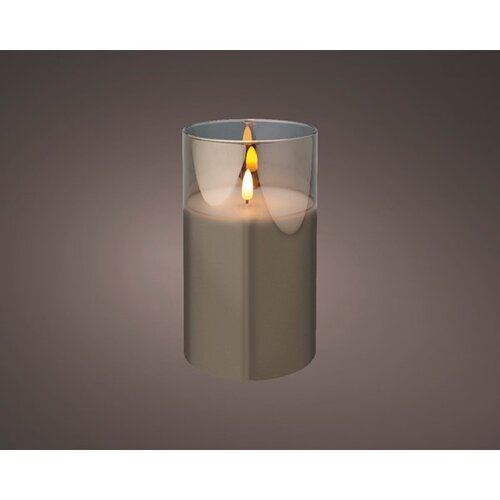 Battery Wax Candle in Wide Glass (Smokey) 18cm - image 2