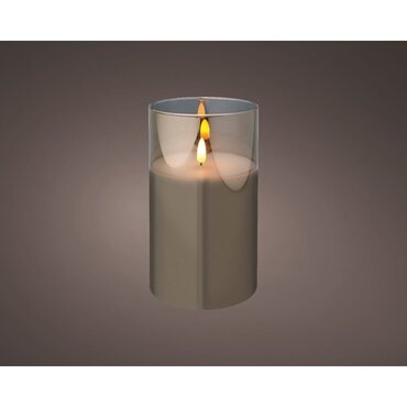 Battery Wax Candle in Wide Glass (Smokey) 18cm - image 2
