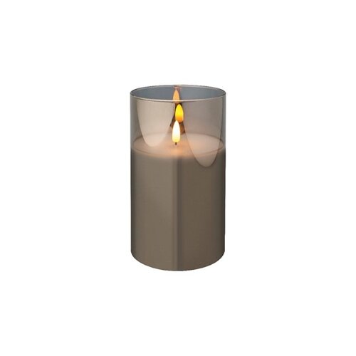 Battery Wax Candle in Wide Glass (Smokey) 18cm - image 1