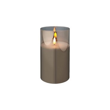 Battery Wax Candle in Wide Glass (Smokey) 18cm - image 1