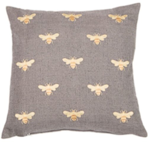buy Malini Abeja manchester bee Cushion grey gold embroidery