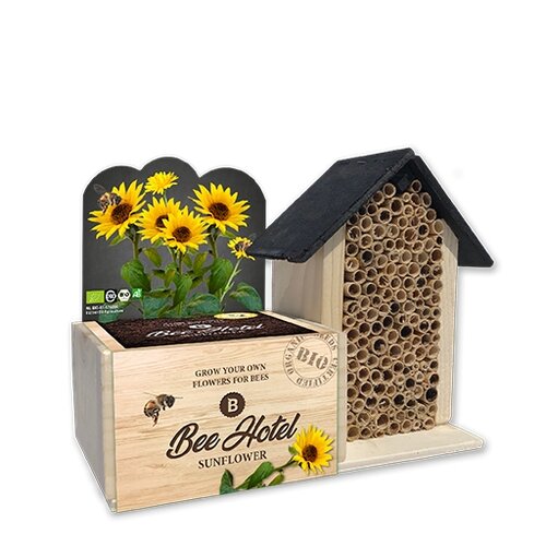 Bee Hotel with Organic Sunflower Seeds