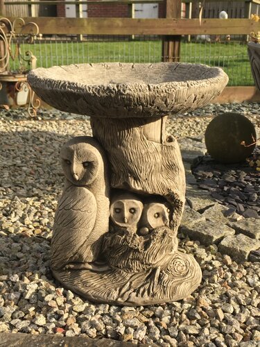 Bird Bath Owl Family - image 1