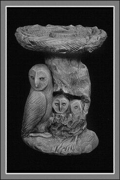 Bird Bath Owl Family - image 2