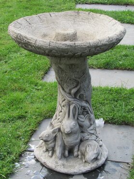 Bird Bath Rabbit Family - image 1