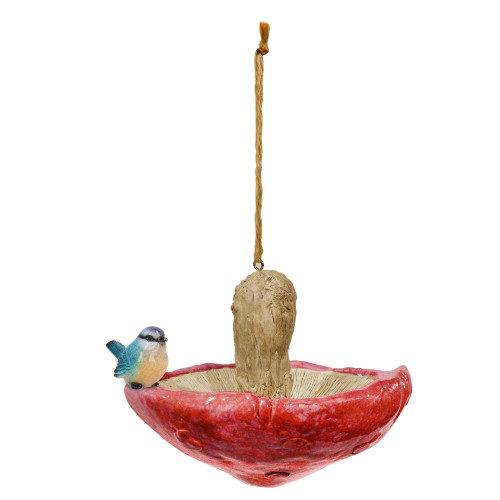 Bird Feeder Red Mushroom with Bluetit