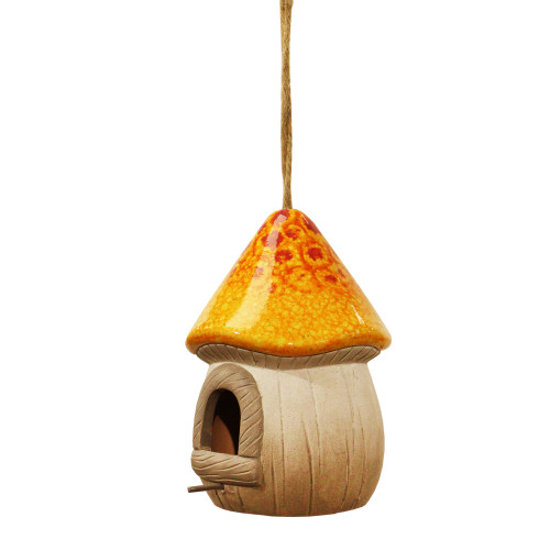 Bird House Orange Terracotta Mushroom - image 1