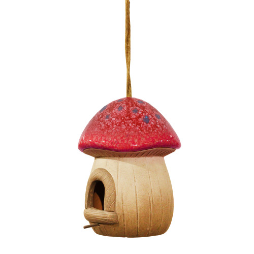 Bird House Red Terracotta Mushroom - image 1