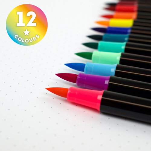 Brush Markers Pack of 12 Bright Colours - image 1