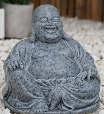 Buddha Laughing Small Grey
