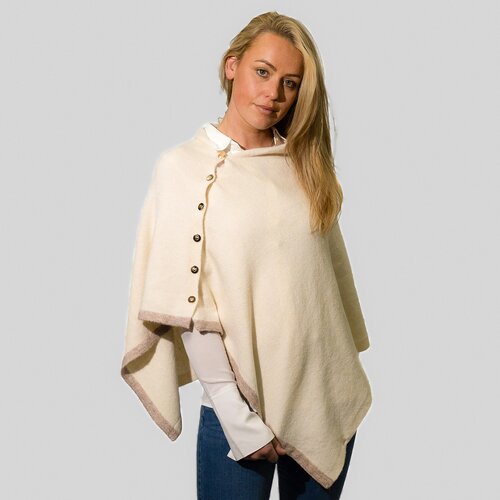 Button Through Cream Poncho