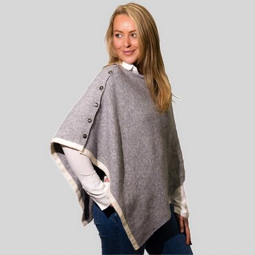 Button Through Grey Poncho