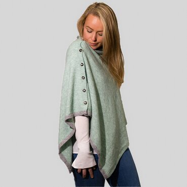 Button Through Soft Green Poncho