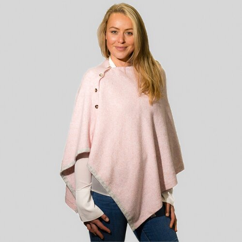 Button Through Soft Pink Poncho